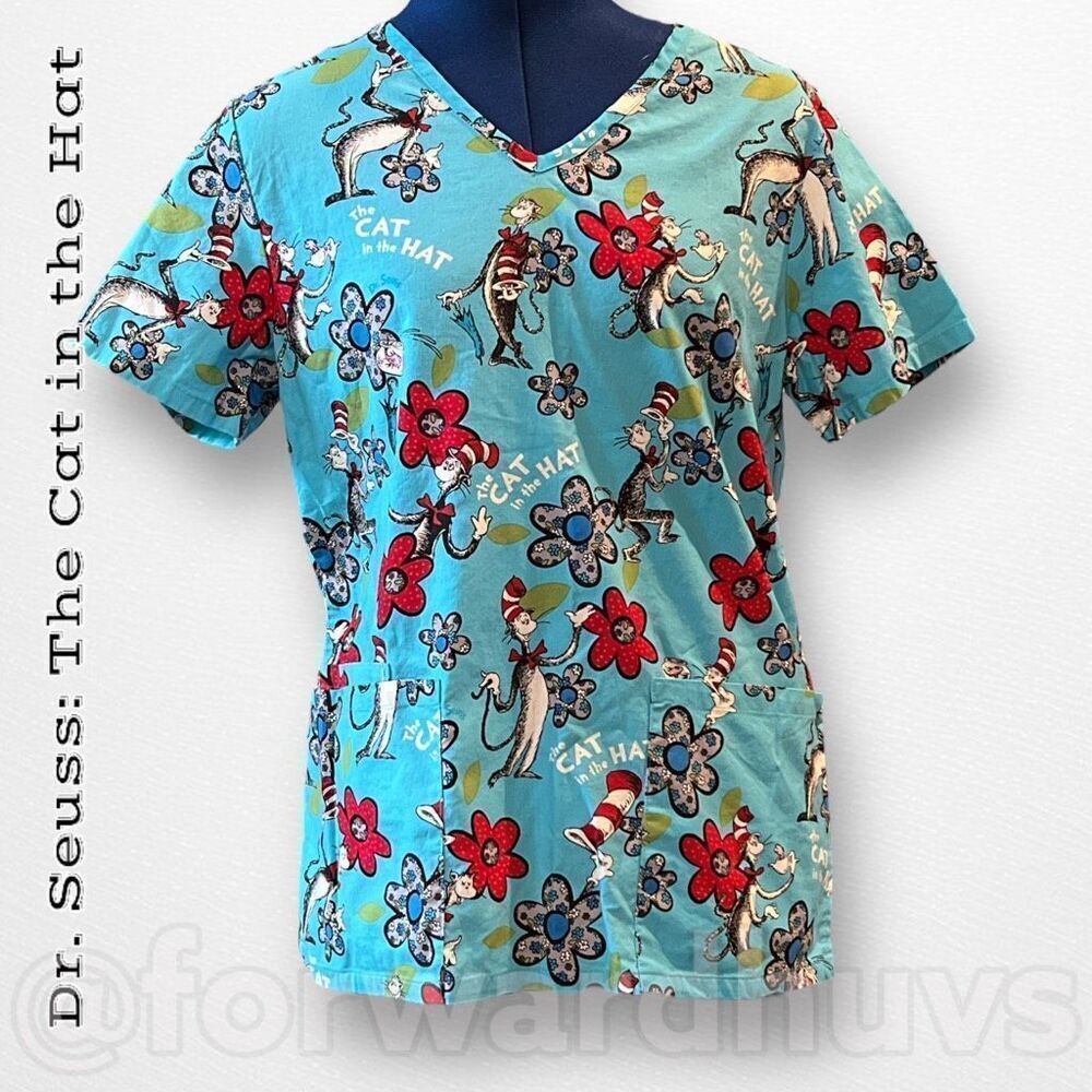 Dr. Seuss The Cat in the Hat Scrub Top Size Extra Small